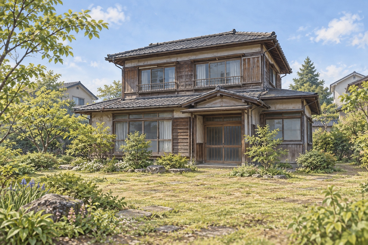 AI-generated conceptual illustration of a generic older timber house in Akita; not the actual property