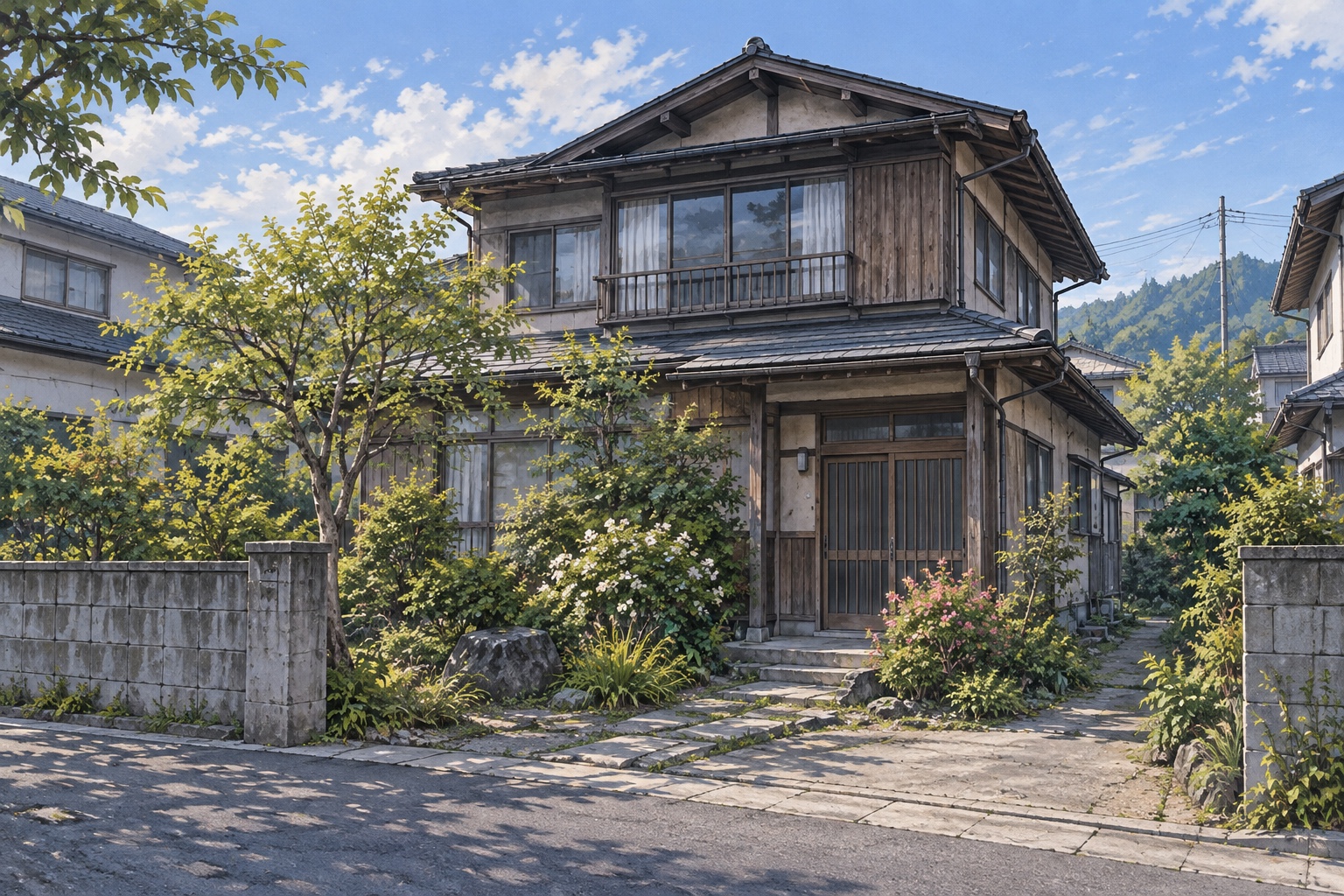 AI-generated conceptual illustration of a generic timber house in Akita; not the actual property