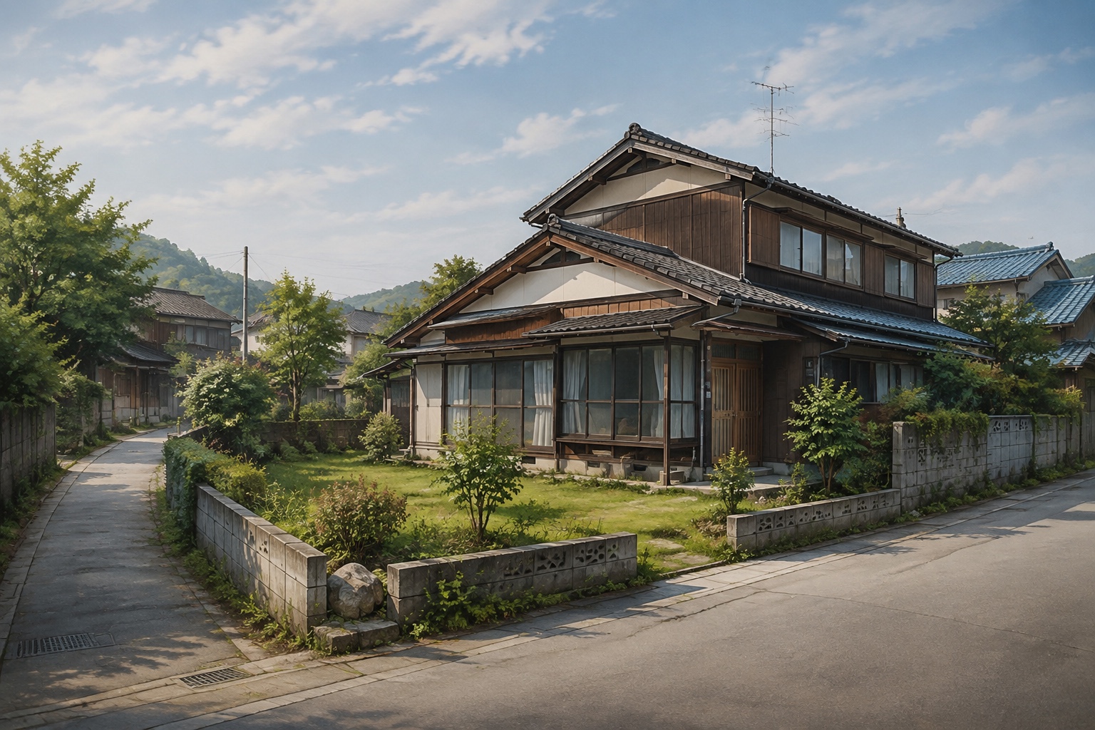 AI-generated conceptual illustration of a generic older timber house in Nanao; not the actual property